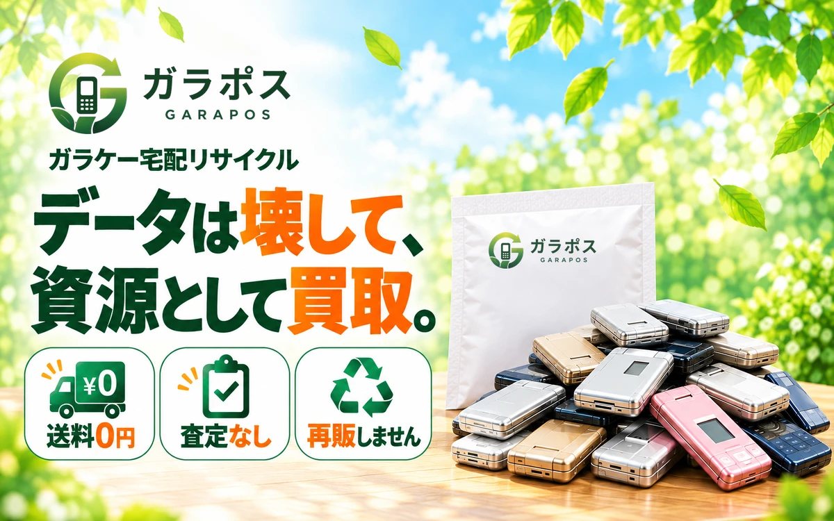 ガラポスの案内。データは壊して、資源として買取。送料0円、査定なし、再販しません。