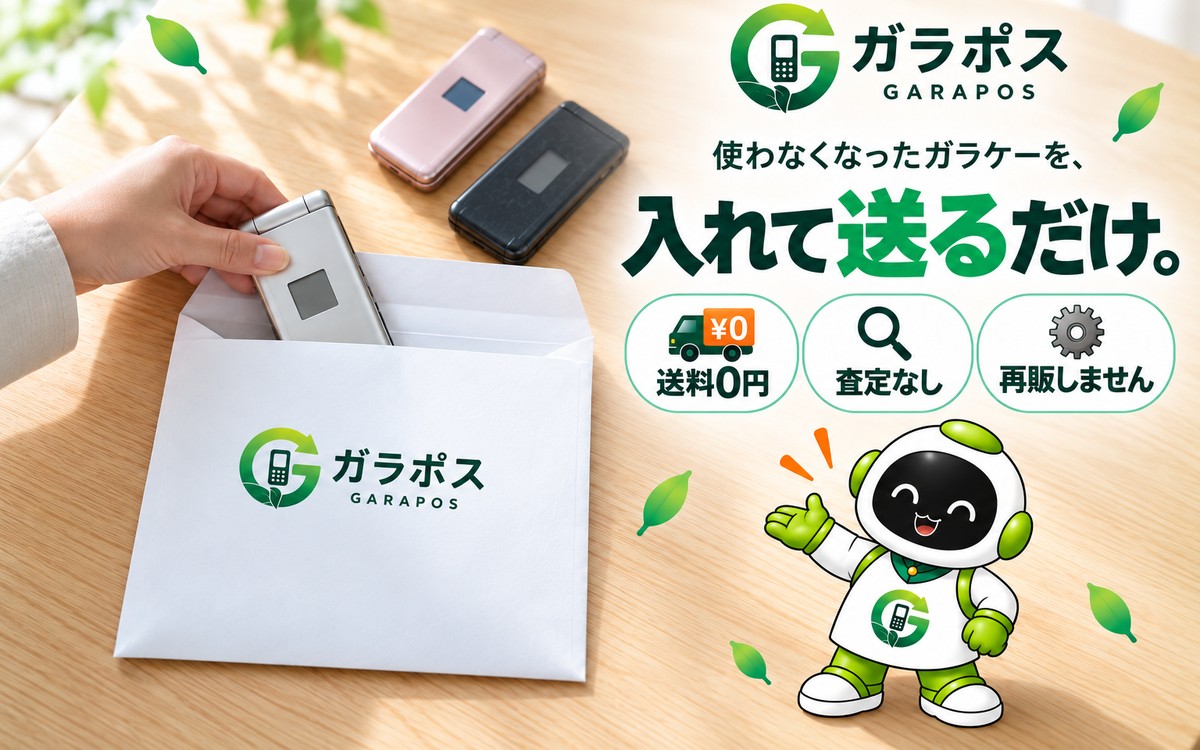 使わなくなったガラケーを封筒に入れて送るイメージ